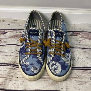 Blue Floral Boat Shoes